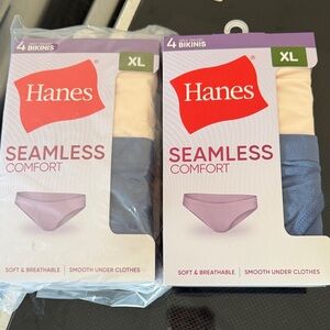 2 Hanes Seamless Comfort Bikinis 4-Pack - XL - Beige & Blue 8 pairs total